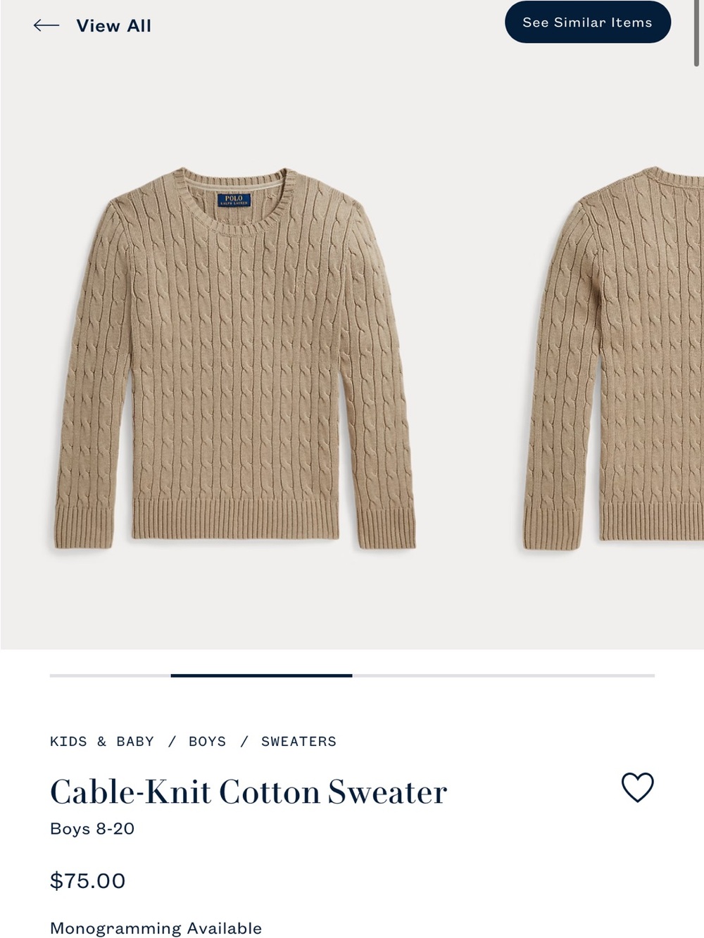Ralph Lauren Beige Cable-Knit sweater